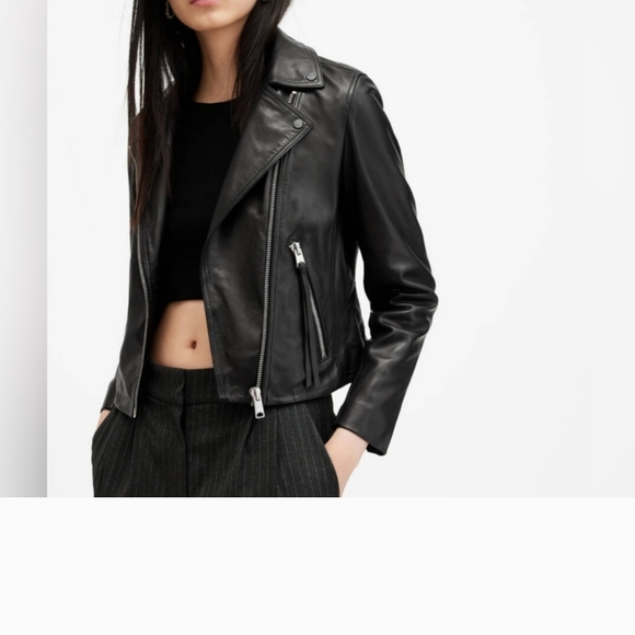 NEW AllSaints Dalby Leather Biker Jacket in Black - Size US 2 #979 - Picture 2 of 14